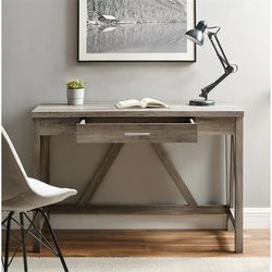 Walker Edison Furniture DW46AFGW 46 in. Rustic Farmhouse Wood Computer Desk- Grey Wash
