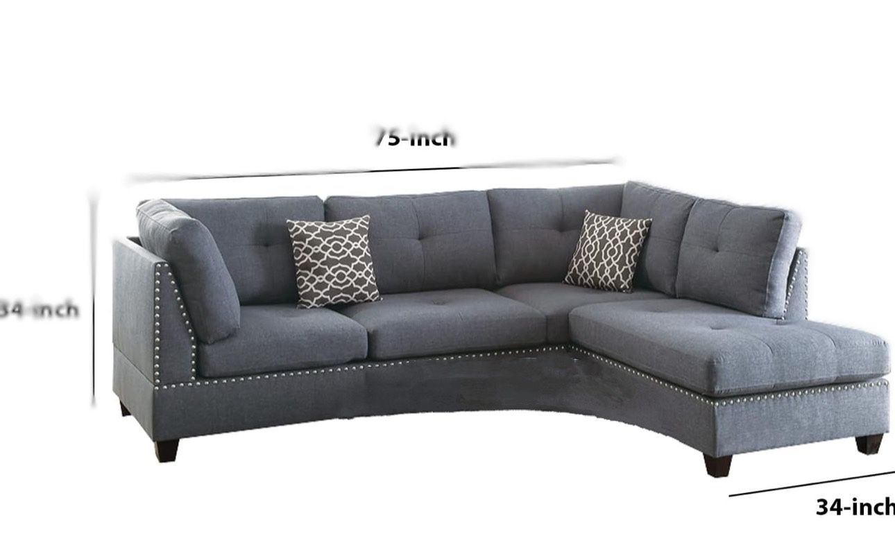 2 Dark Grey Couches Tufted Reversible