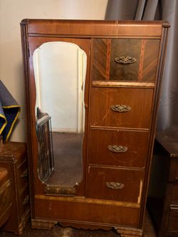 antique 1930s Art Deco "Waterfall" style chifferobe