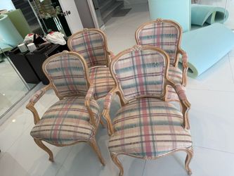 Set of 4 French Provincial Carved Armchairs