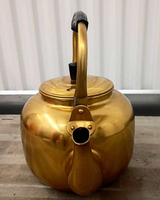 Vintage Gold Tone Sewdish Tea Kettle 
