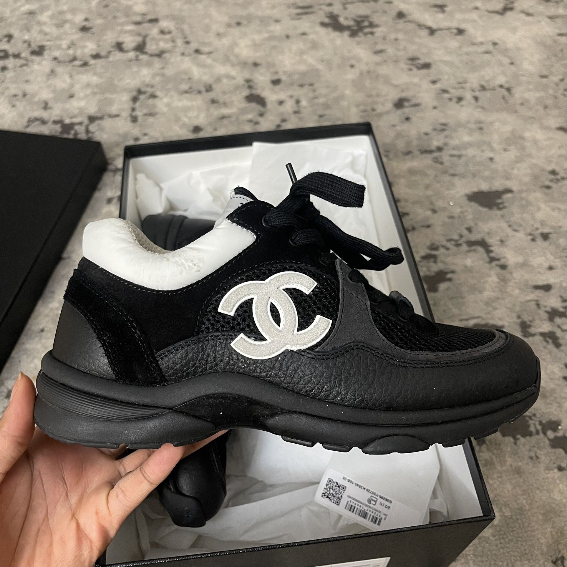 white and black chanel sneakers 38
