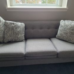 Gray 80" Sofa With 4 Pillows