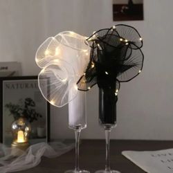 2pc Flower Sheets Bouquet Packaging Wrapping Veil DIY Material with light