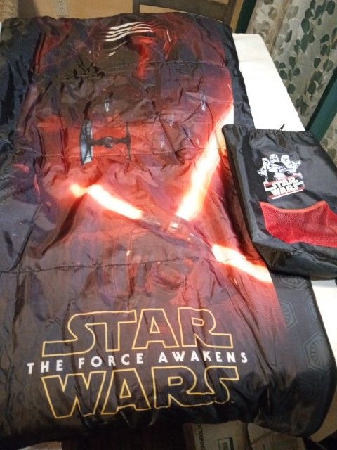 Star Wars The Force Awakens Kids Youth Sleeping Bag Kylo Ren Red Light Saber With Bag