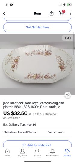 Antique serving platter porcelain floral