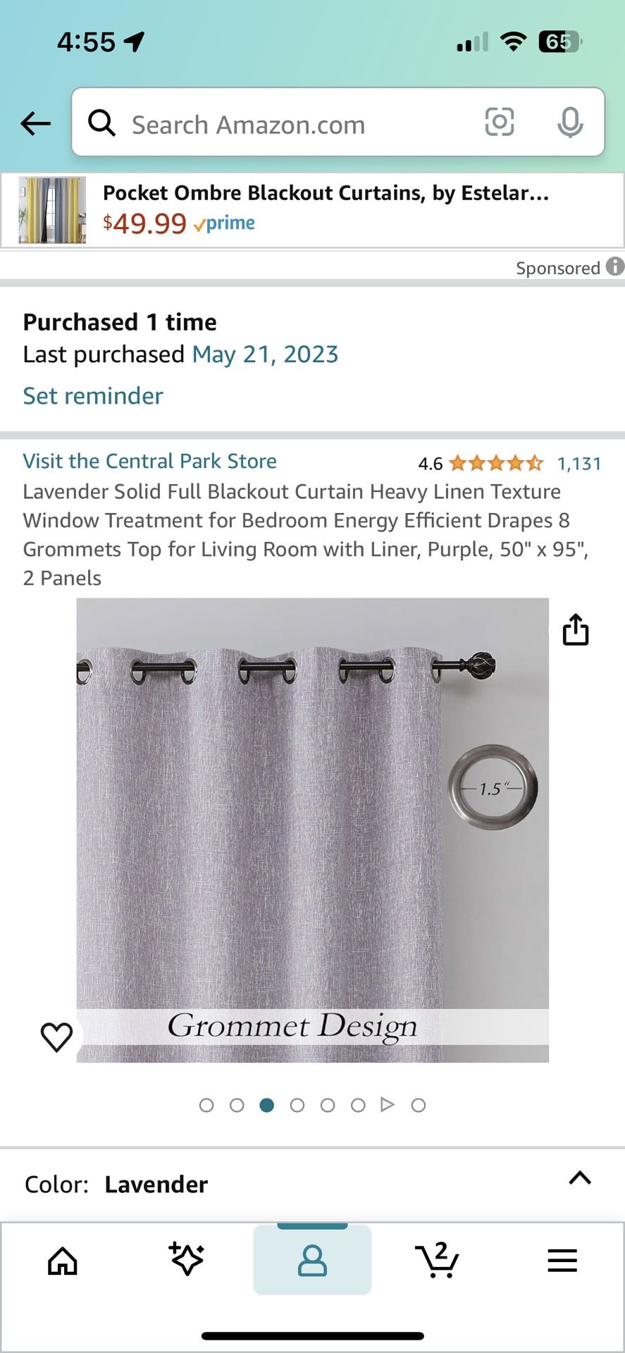 Blackout Drapes - Purple Lavender Periwinkle - 2 Sets, Linen