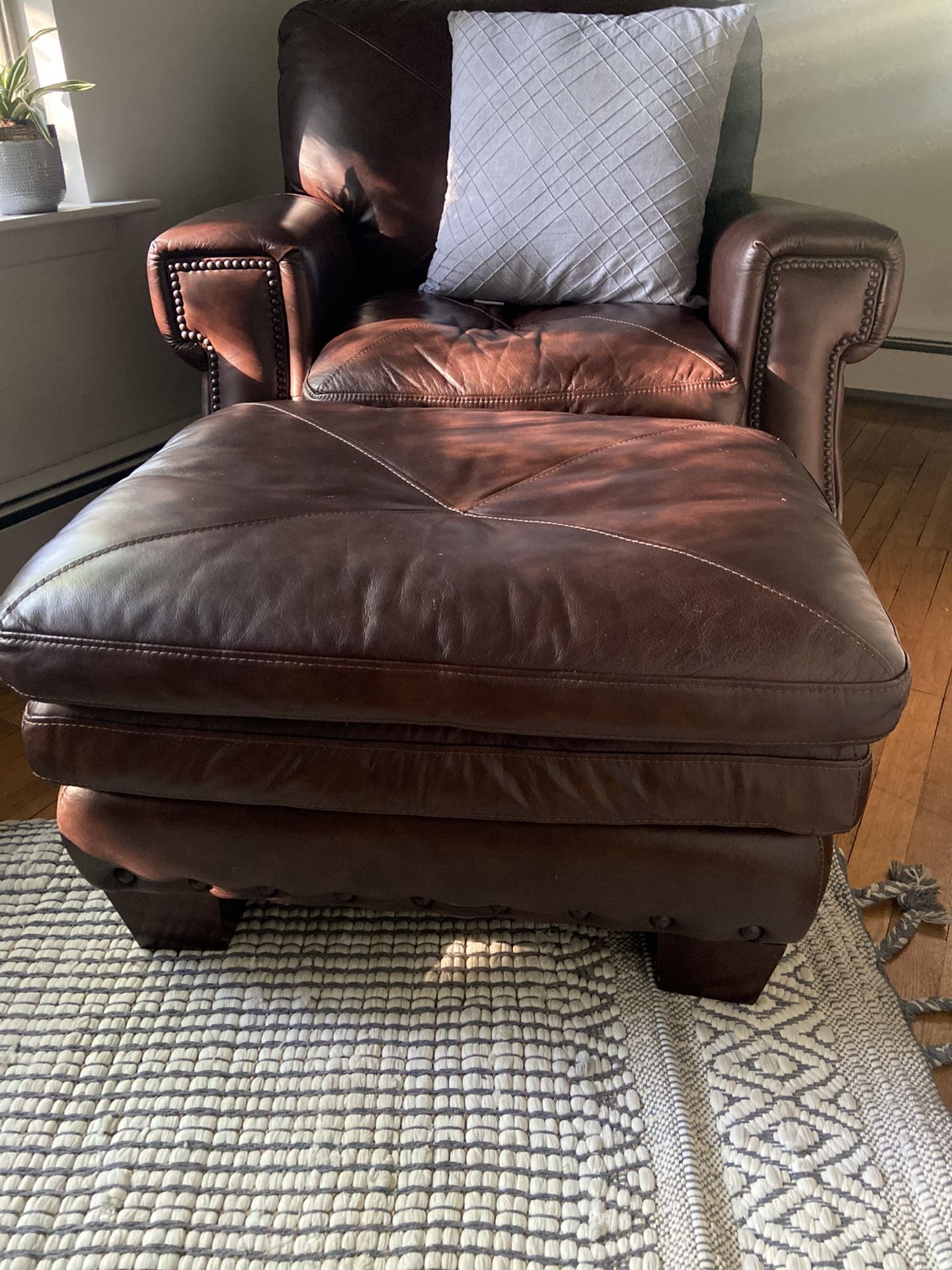 Leather Chair & Ottoman
