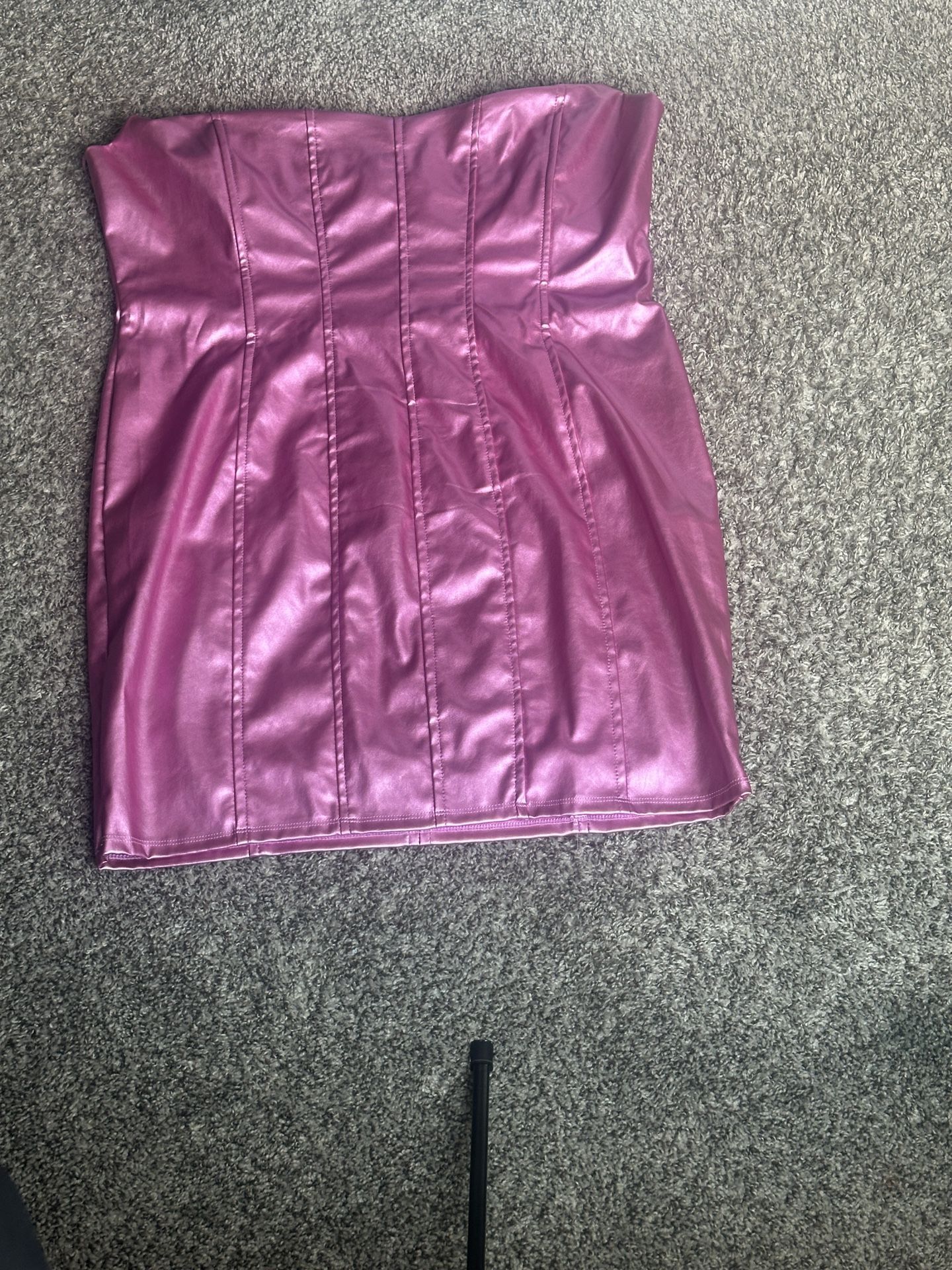 Hottie Metallic Faux Leather Mini Dress - Pink
