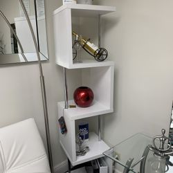 White and chrome bookcase