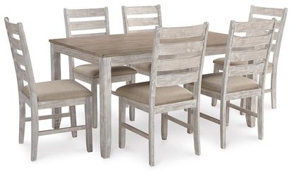 Paseo Rectangular 7-Piece Dining Set – Grey Fabric & Rubberwood (Includes Dining Table and 6 Chairs)
