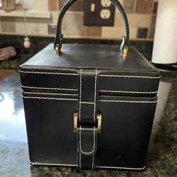 Vintage Leather Travel Jewelry Case