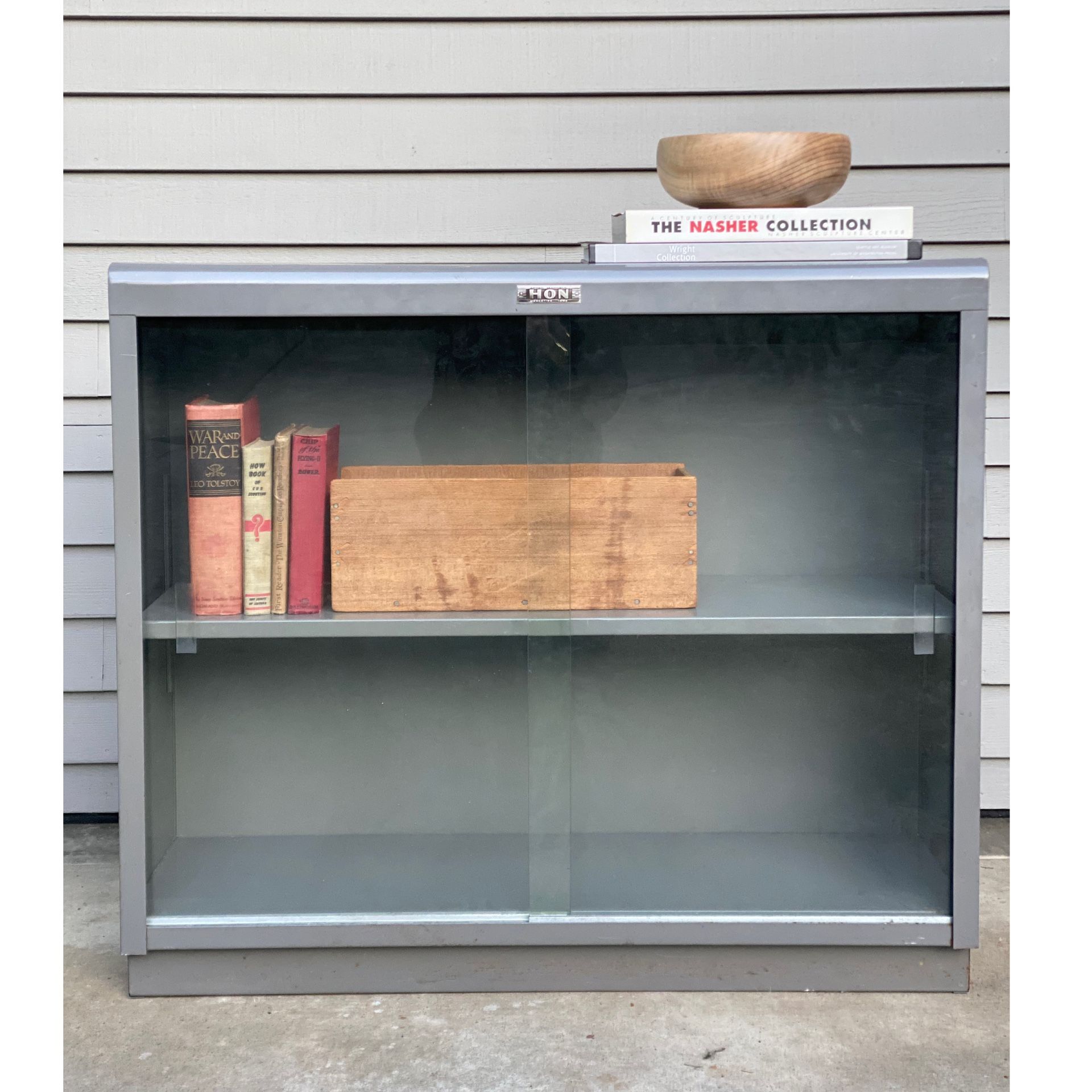 Vintage Steal Hon Industrial Bookshelf with glass doors 