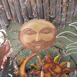 Cool Large Metal And Ballast Sun-face Wind Chime Wall Art