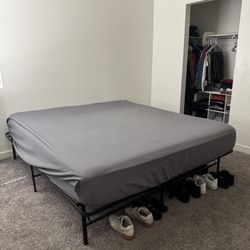 Cali King Mattress And Metal Bed Frame 