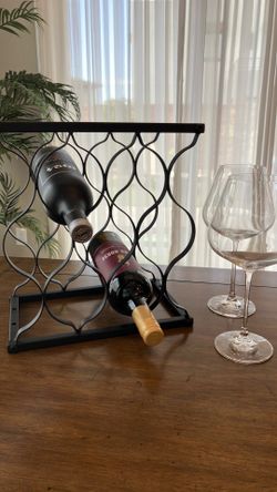 Modern Black Metal Wine Rack / Tabletop Storage