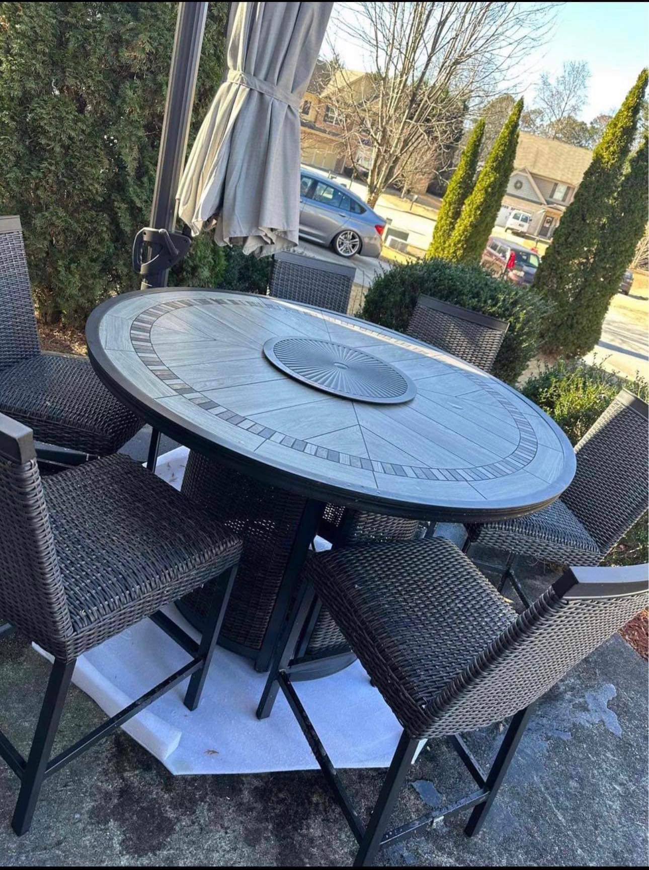 Agio Anderson 7piece Fire Outdoor Patio Dining Set for Sale in