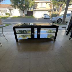 Tv Stand , Black Glass Shelves 