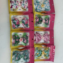 Large Faux Leather Tropical Summer Hair Bow Clips