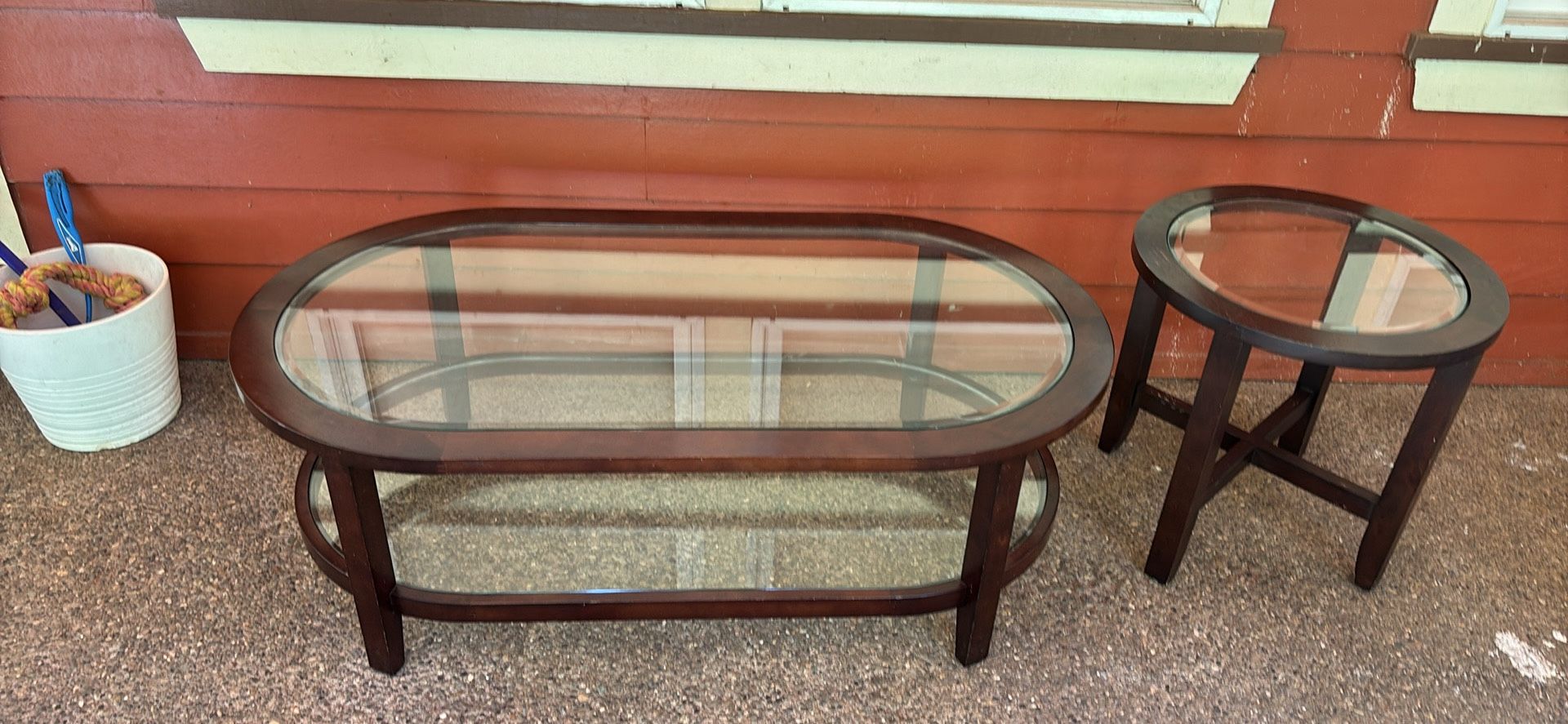 Nice Set Of Glass Coffee And End Tables