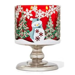 ⛄ WINTER SCENE PEDESTAL 3-WICK CANDLE HOLDER