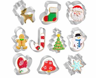 Christmas Cookie Cutters — 10‑Piece Large Stainless Steel Set