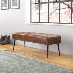 Mid-Century faux Leather Bench