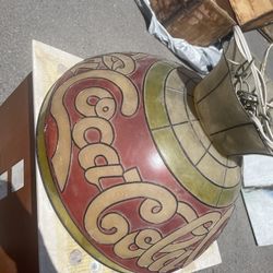 Vintage Coca Cola Hard Plastic Stained Glass Hanging Lamp