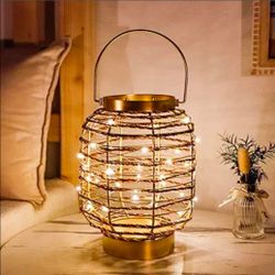 Battery Operated Table Lamp 7.7 "H Metal Cage LED Cordless Lamp with 6-Hour Timer, Vintage Decorative Fairy Lights Lantern for Indoor/Outdoor Bedrooms