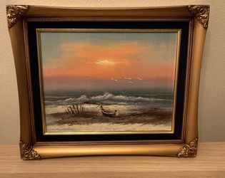 Vintage Seascape Oil Painting 
