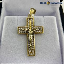 Stone Crucifix in 10k Gold