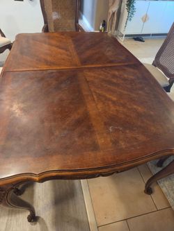 Vintage French Provincial Dining Set w/ Cane Back Chairs
