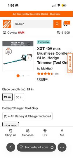 Makita XGT 40V Brushless 24 in. Hedge Trimmer