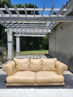 Beige Leather Sofa Couch