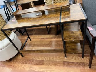 Industrial Writing Desk with Monitor Shelf