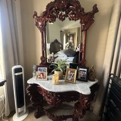 Marble Moon Table W/Mirror 