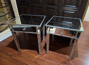 PAIR of mirrored end tables with storage drawer $200 for both OBO.