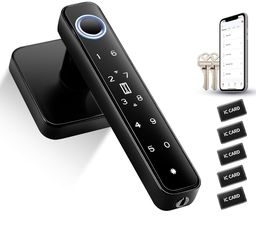 Pulido Fingerprint Door Knob, Full Function 5-in-1 Smart Door Knob, Fingerprint Door Lock for Bedroom, Office, Hotel, Pantry, Biometric Door Knob, Thu