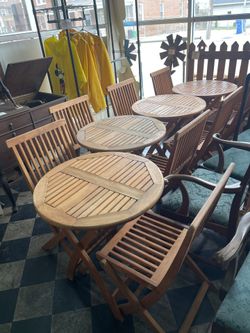Three-Piece Outdoor Wooden Table Sets
