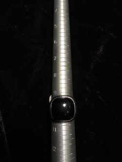 Onyx Ring (Black Lg. Stone) Sterling Silver .925 Size 10