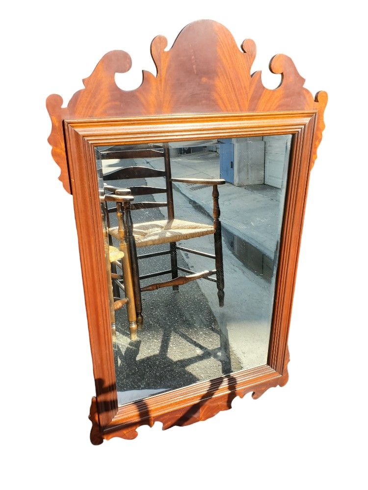 Mirror COUNCILL CRAFTSMEN Mahogany Chippendale Style Beveled Wall Mirror
