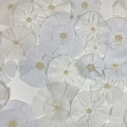 33 White Pearl Beaded Flowers