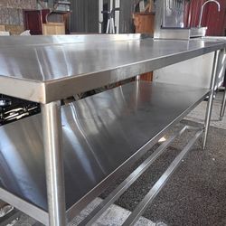 Stainless steel work table station 144"