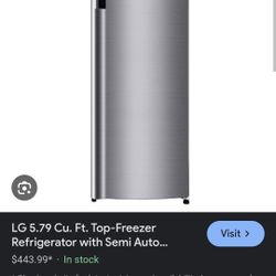 LG 5.79cu Platinum Silver Tall Standing Fridge