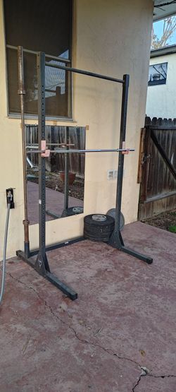 Squat rack and weights