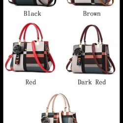 Women Designer Luxury Handbag, Organizer, Crossbody/Shoulder Bag, Messenger, Totes Leather Handles Stitch plaid   Material : PU Leather handles, Polye