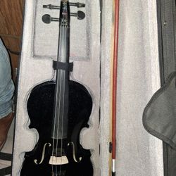 4/4 Full Size Black Violin with Case