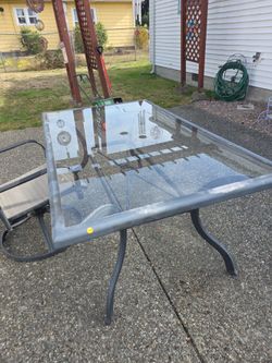 Outdoor Glass Top Patio Dining Table