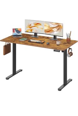 55 x 28 Inches Electric Standing Desk, Adjustable Height Stand up Desk, 28" Deeper Desktop Sit to Stand Desk with 3 Memory Preset, Adjustable Computer