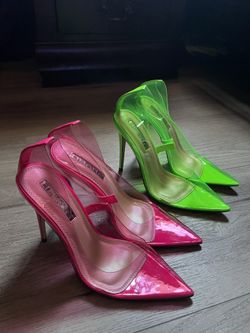 Neon Pink And Green Heels